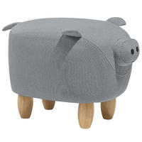 TIERHOCKER Piggy 32/50/35 cm - Grau, Kunststoff/Textil (50/35/32cm) - Beliani