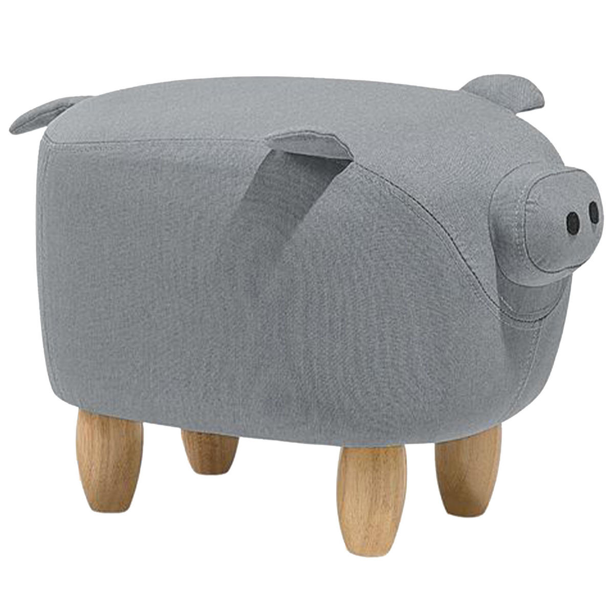TIERHOCKER Piggy 32/50/35 cm - Grau, Kunststoff/Textil (50/35/32cm) - Beliani