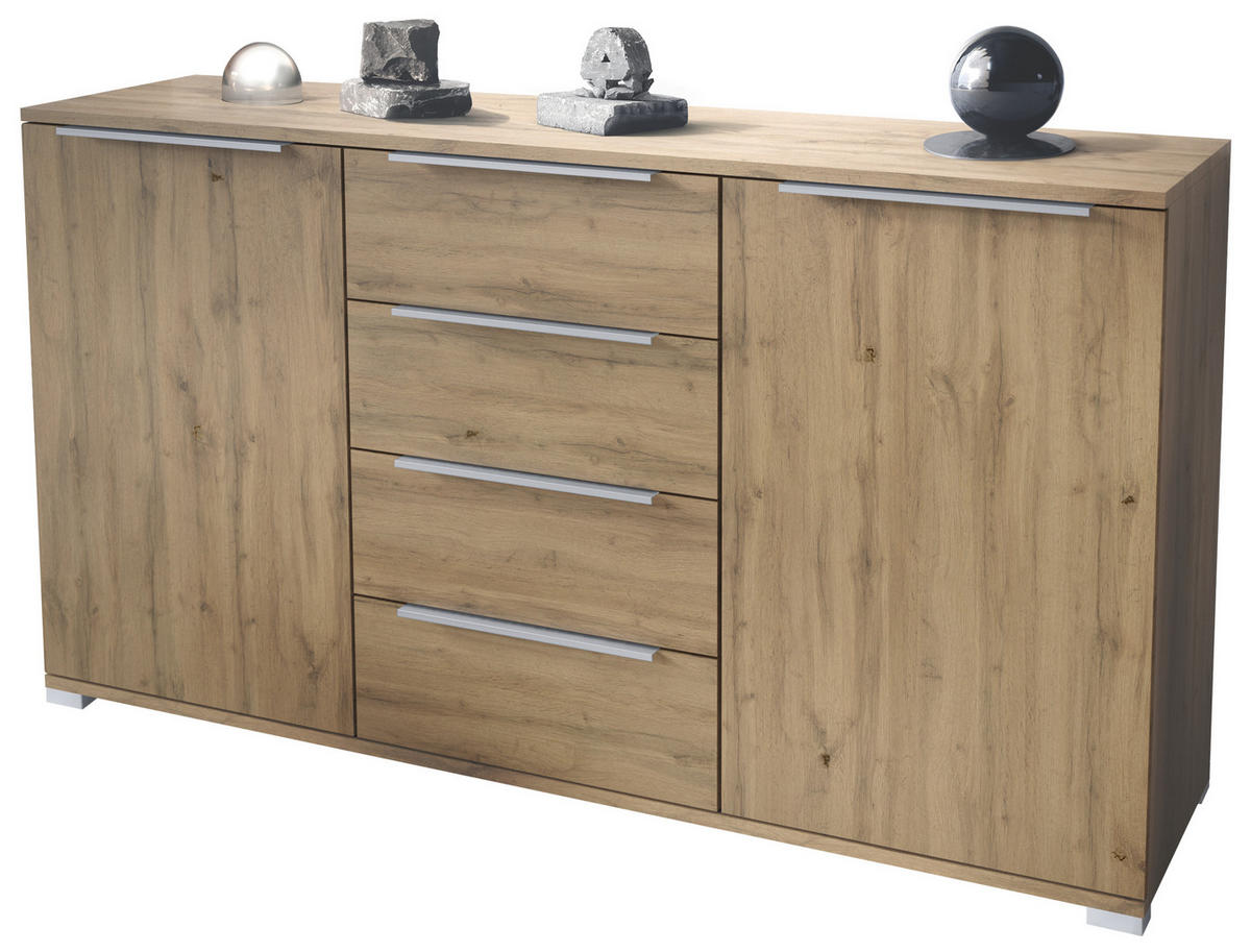 SIDEBOARD Linio Eiche Evoke - Eiche San Remo, Holzwerkstoff (138.5/75.5/35cm) - Vladon