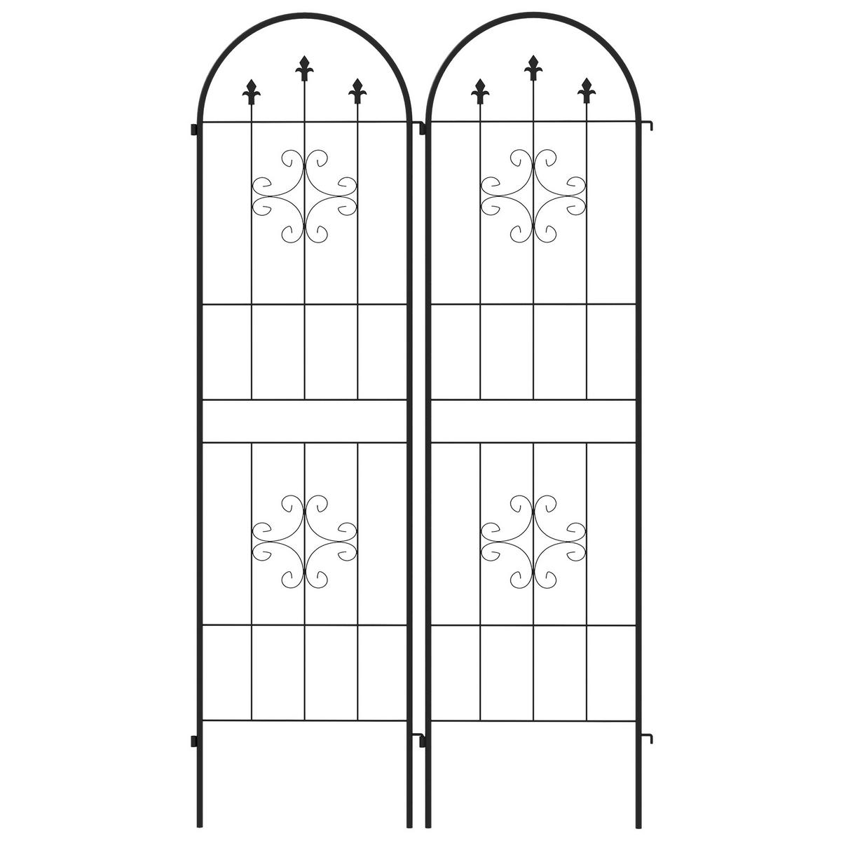 RANKGITTER DE-18324 2er-Set für Kletterpflanzen, 180 cm hoch Schwarz - Schwarz, Metall (1/180/50cm) - ComfortXL
