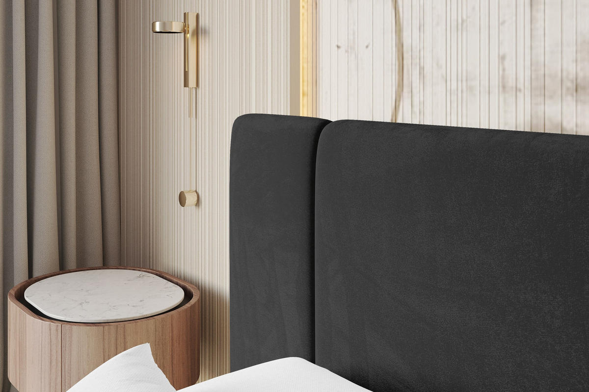 POLSTERBETT mit Bettkasten und Lattenrost, Boxbett ohne Matratze - TEVO 200x200 Schwarz - Schwarz, Holzwerkstoff/Textil (200/200cm) - ALTDECOR