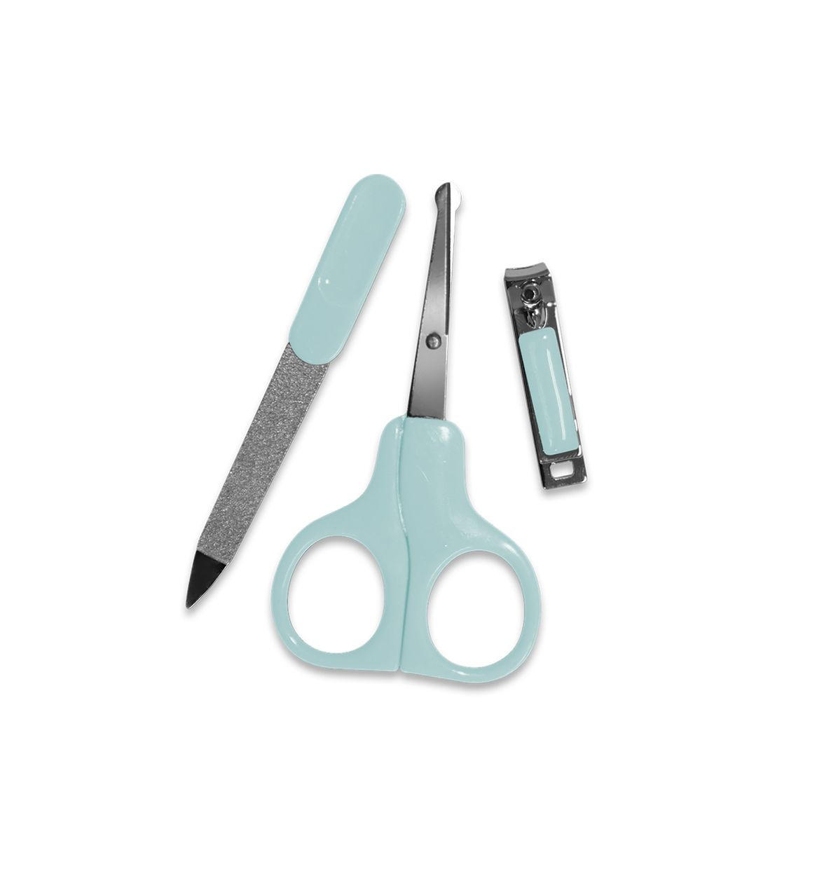NAGELPFLEGESET 10240300 türkis Edelstahl, 3-teilig, Maniküre-Set 3-teilig, Nagelschere, Nagelfeile - Blau, Metall (7/11cm) - Baby Care