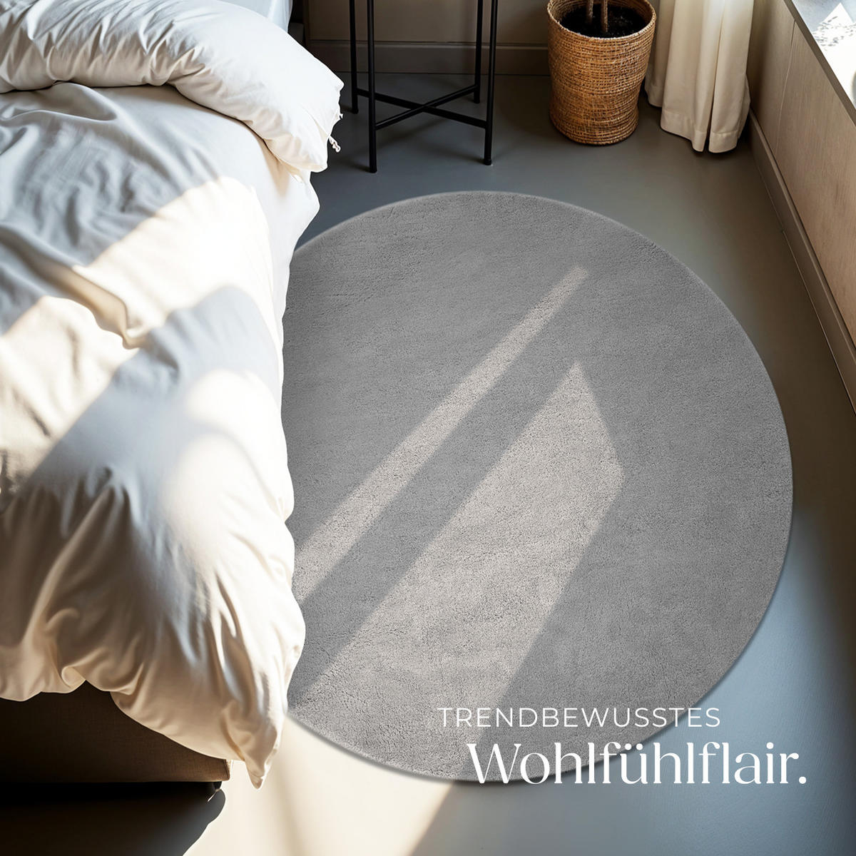 KURZFLORTEPPICH Soft Zone,rutschfeste Unterseite,grau - Grau, Kunststoff (120/120cm) - tectake