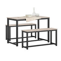 ESSTISCH + 2 x SITZBÄNKE - Naturfarben, Holzwerkstoff/Metall (110/74/58cm) - SoBuy