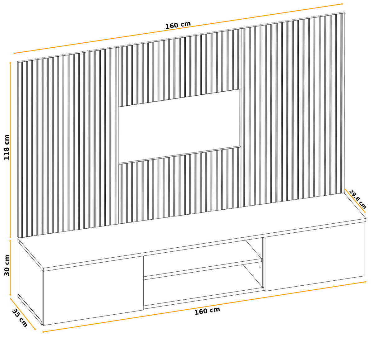 TV-LOWBOARD grau, Eiche Artisan 160 cm, TV-Unterschrank mit Akustikpaneel - Hellgrau/Eiche Artisan, Glas/Holzwerkstoff (160/148/35cm) - Inn.Furn