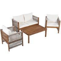 GARTENMÖBEL 120x60x64cm beige aus Akazie und Polyester mit abwaschbaren Kissen - Beige, Textil - Modfu