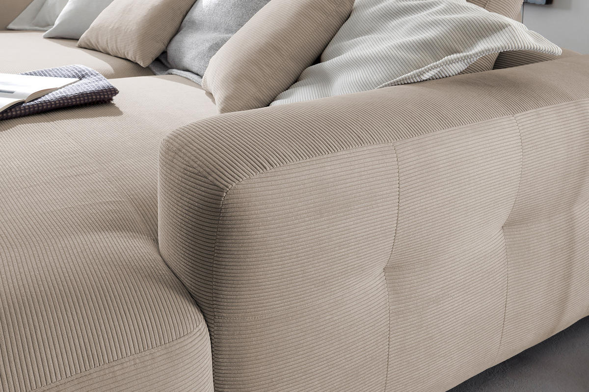 BIG SOFA MIKA Beige Cord - Beige/Schwarz, Kunststoff/Textil (300/86/167cm) - KAWOLA