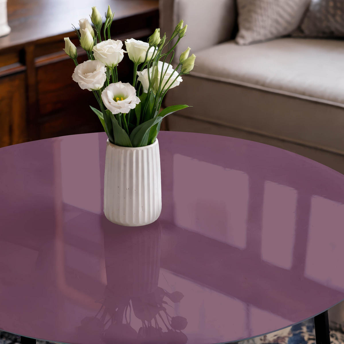 TISCHPLATTE fi80 cm – Lila Farbe - Violett, Glas (80/80/0.4cm) - Wallfluent