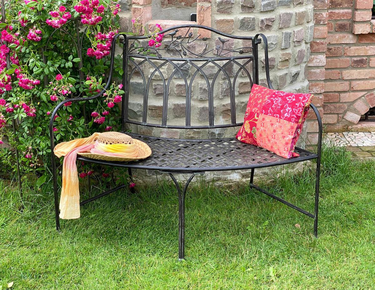 GARTENBANK Halbrund aus Metall Braun 125 cm 96002 - Braun, Metall (125/96.5/66cm) - DanDiBo