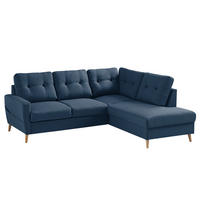 ECKSOFA mit Ottomane - Webstoff - Hellbraun/Blau, Textil (230/200cm) - home24