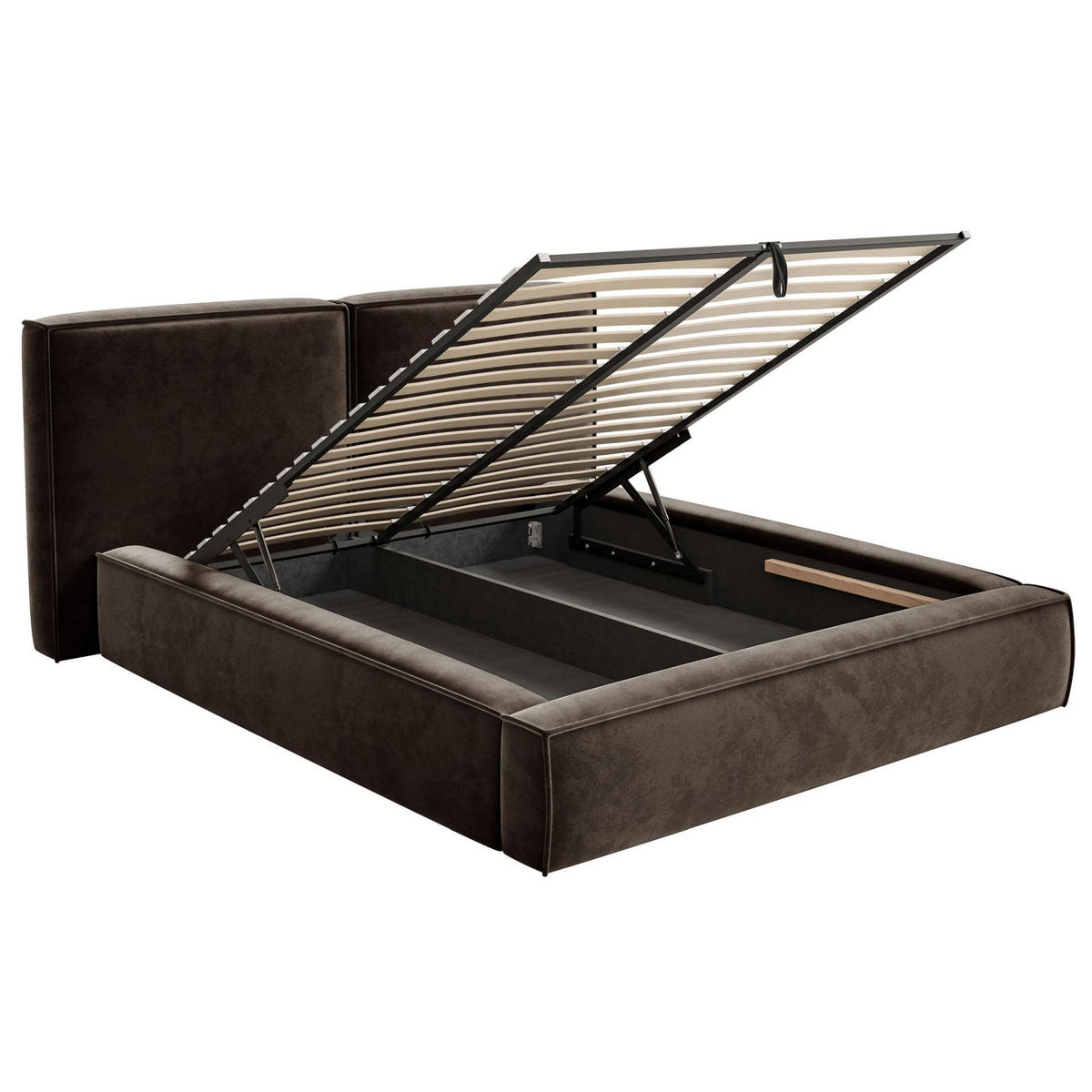 POLSTERBETT Tilves Braun 140x200 cm - Schwarz/Braun, Kunststoff/Textil (140/200cm) - Selsey