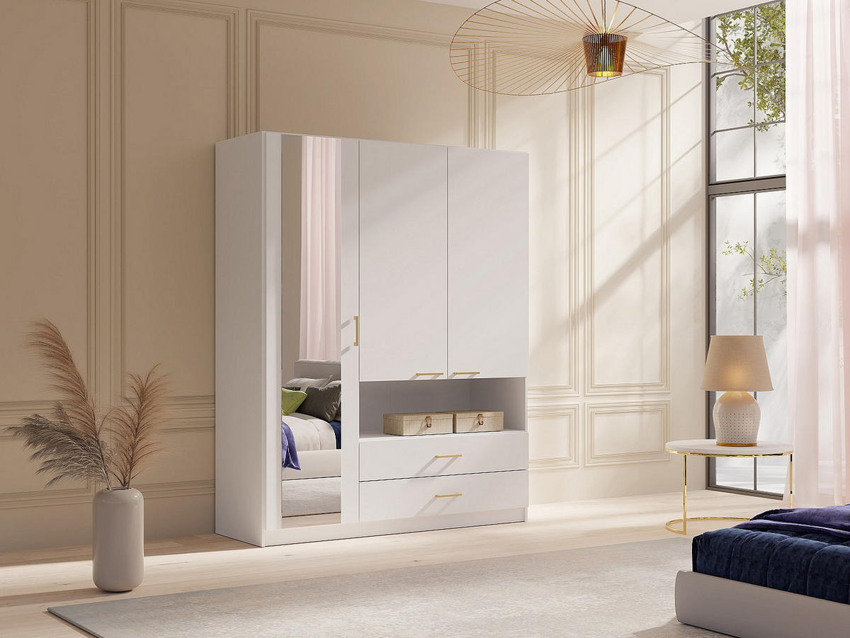 KLEIDERSCHRANK - 160 cm x 53 cm - holz - weiß Lyriano - Weiß, Holz (160/200/53cm) - Vente-Unique