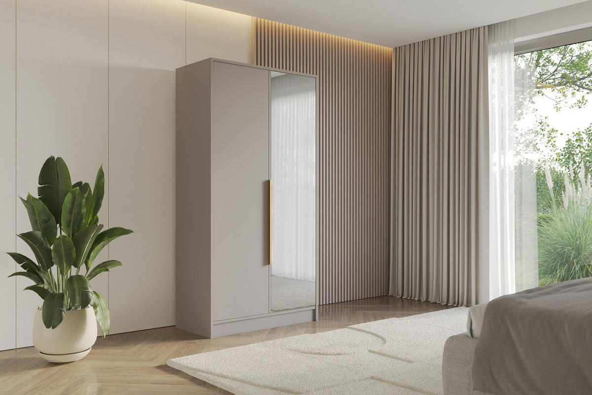 KLEIDERSCHRANK - LUSSO - 102 - Kaschmir - Kaschmir/Schwarz, Holzwerkstoff (102/200/51cm) - ALTDECOR