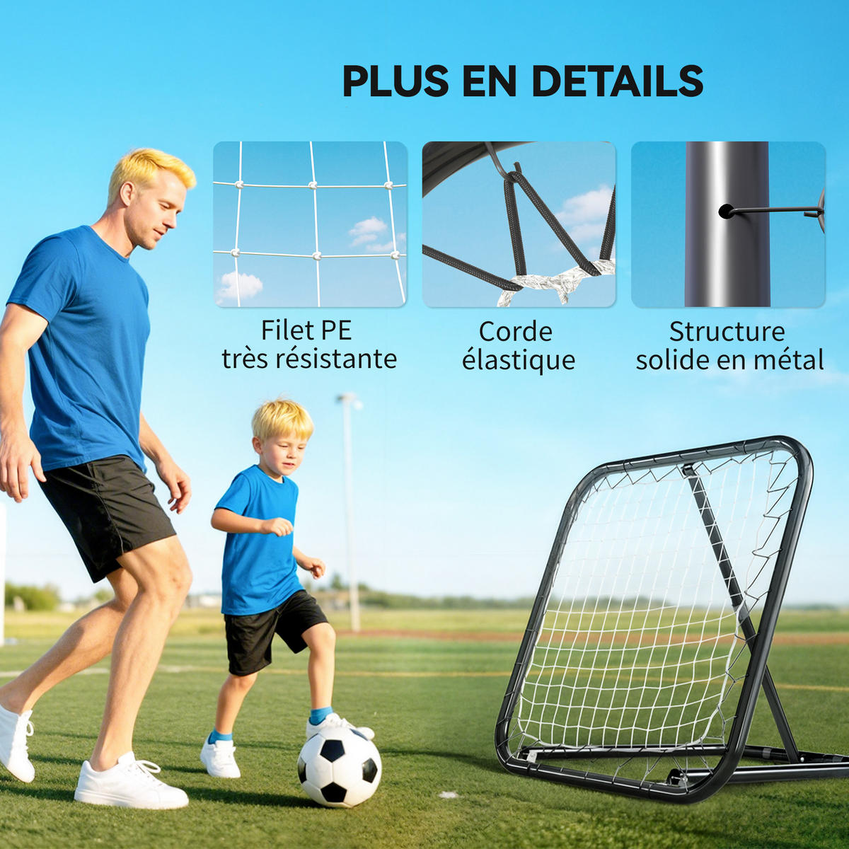 REBOUNDER DE-18591 verstellbarer Winkel, klappbar Schwarz - Schwarz, Metall (84/78cm) - ComfortXL