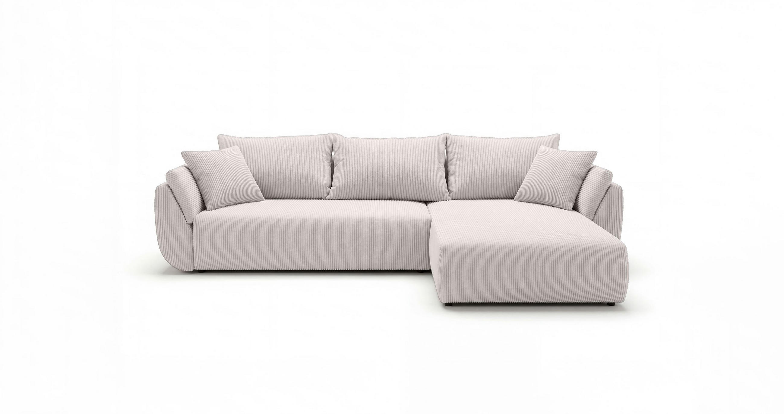 ECKSOFA SYDNEY rechts weiß Cord Poso 100 - Schlaffunktion, Bettkasten - Weiß, Textil (174/280cm) - Cornero