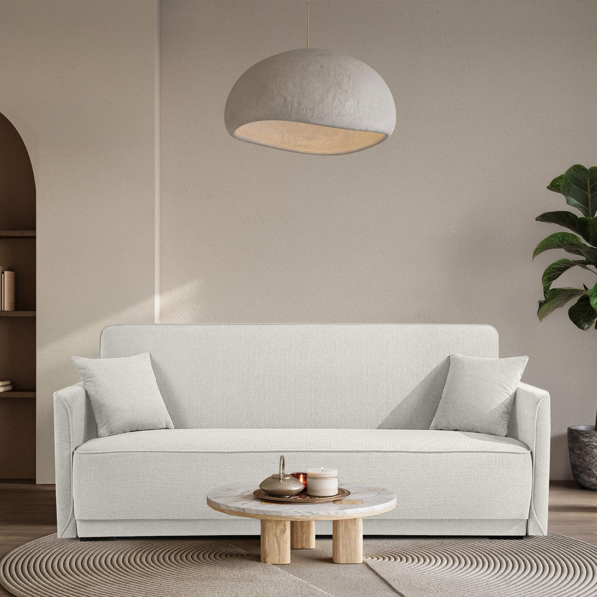 EINZELSOFA LIRIS, 3 Personen, Creme - Creme, Holz/Holzwerkstoff (208/91/98cm) - KONSIMO®