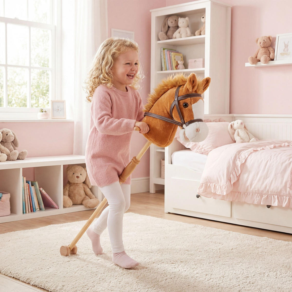 STECKENPFERD , Gesamtlänge 130 cm, braun - Braun, Textil (24/26cm) - tectake