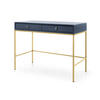 KONSOLENTISCH Molly Dulkenblau, Goldene Beine, Schminktisch mit Schubladen - Goldfarben/Dunkelblau, Holzwerkstoff/Metall (50/104/78cm) - Bettso