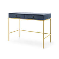 KONSOLENTISCH Molly Dulkenblau, Goldene Beine, Schminktisch mit Schubladen - Goldfarben/Dunkelblau, Holzwerkstoff/Metall (50/104/78cm) - Bettso