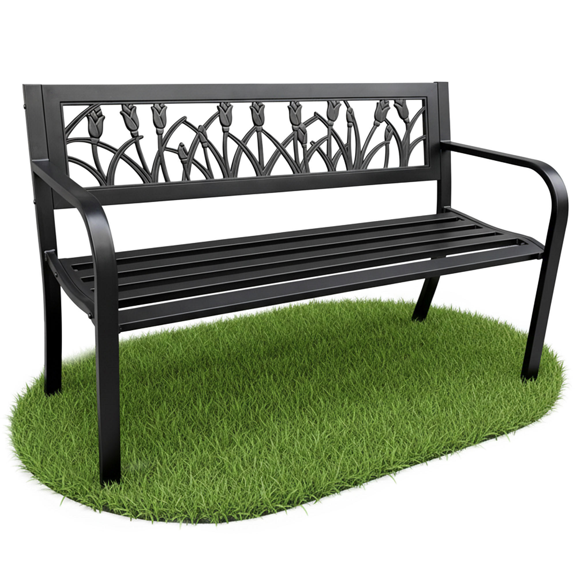 GARTENBANK LISSA Schwarz 124 x 75 x 50 cm - Schwarz, Metall (124/75/50cm) - Akord