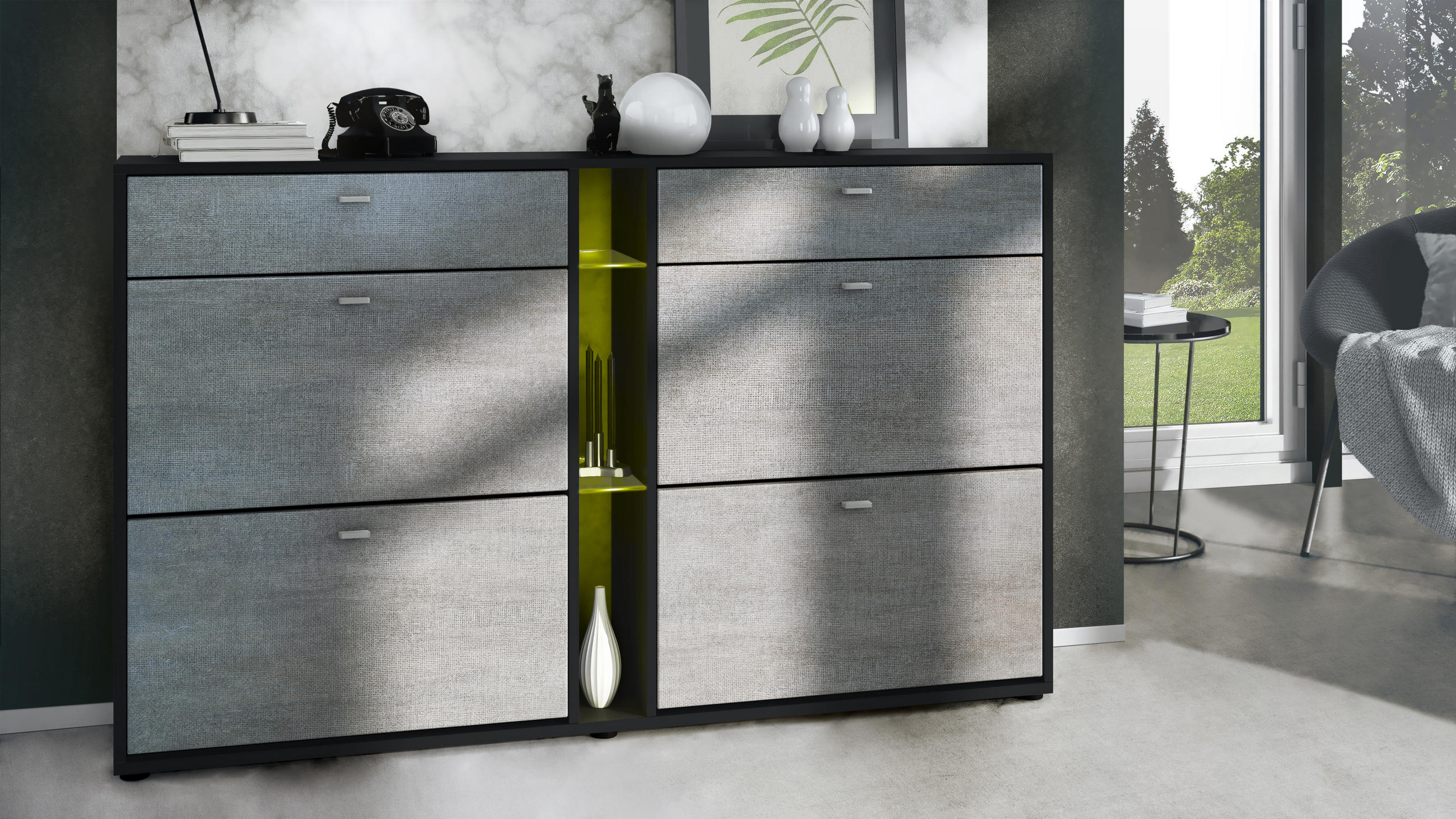 SCHUHSCHRANK Today Fronten in Braun meliert - Graubraun, Holzwerkstoff (155.5/95/28cm) - Vladon