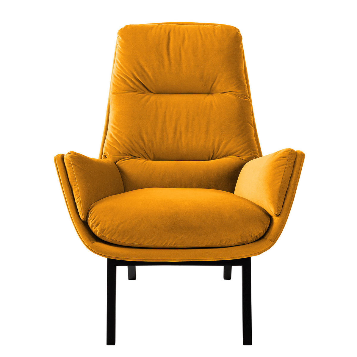 SESSEL mit Holzfüßen - Gelb/Schwarz, Eichenholz/Textil (83/95/97cm) - home24