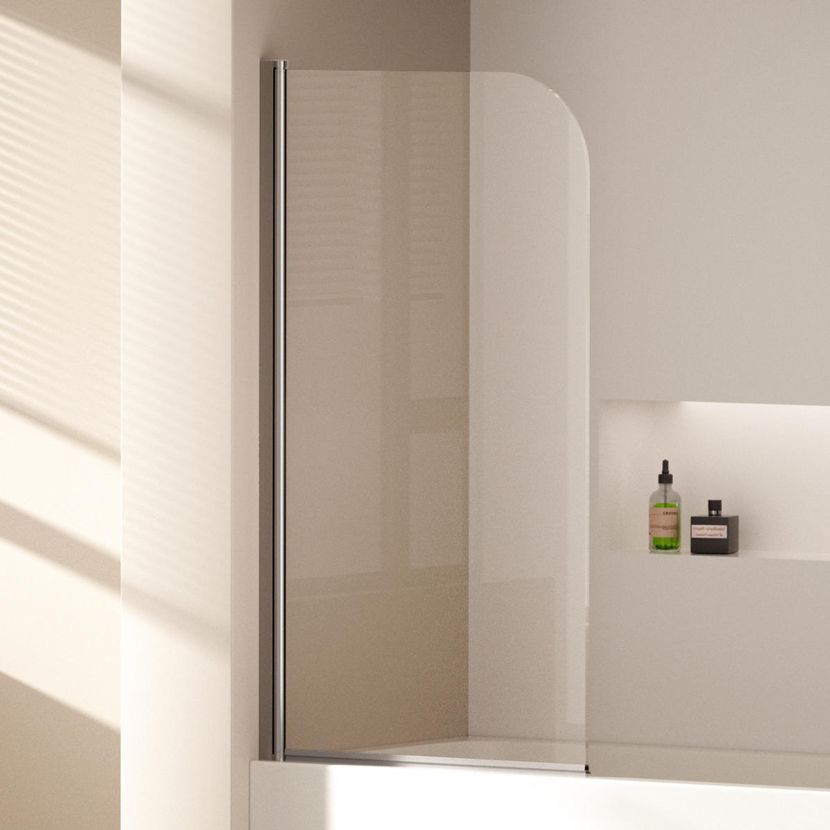 BADEWANNENAUFSATZ duschwand für Badewannen mit Schwenkfunktion Chrom 140/80 cm - Transparent, Glas (80/140cm) - EMKE