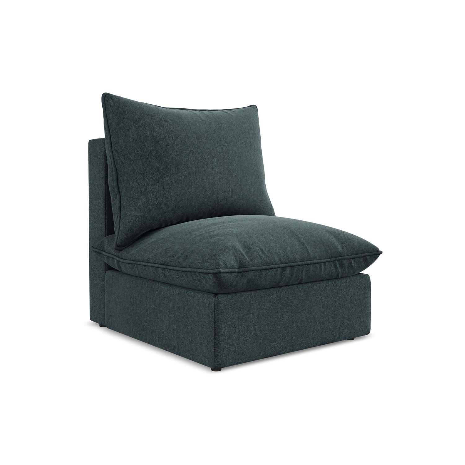 SOFAELEMENT Samt Stoff Blau - Blaugrau/Schwarz, Holzwerkstoff/Kunststoff (75/77/90cm) - LaMiaSofa