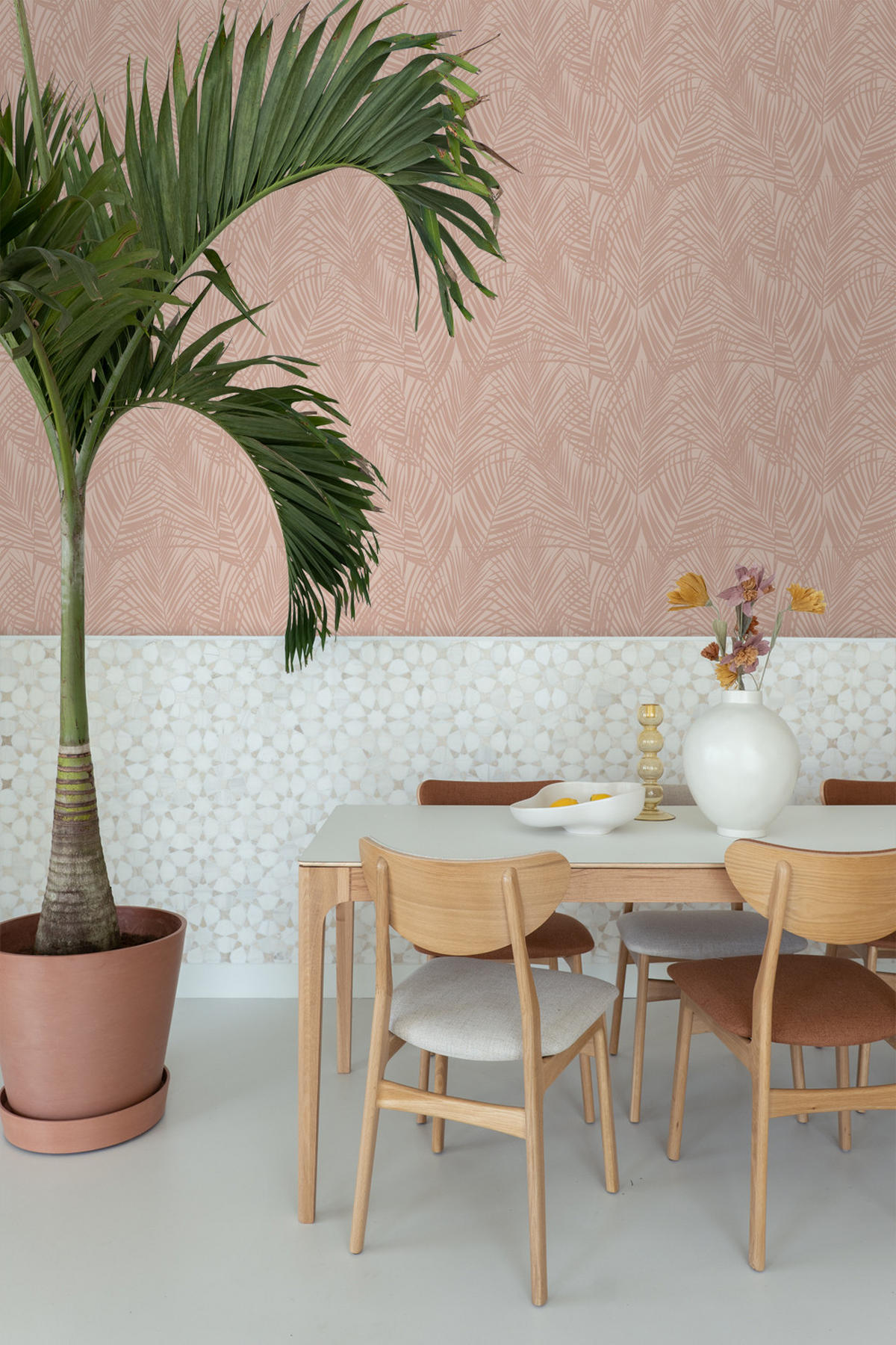 TAPETE Palmblätter 53 cm x 10.05 m - Pink, Papier (53/1000cm) - ESTAhome