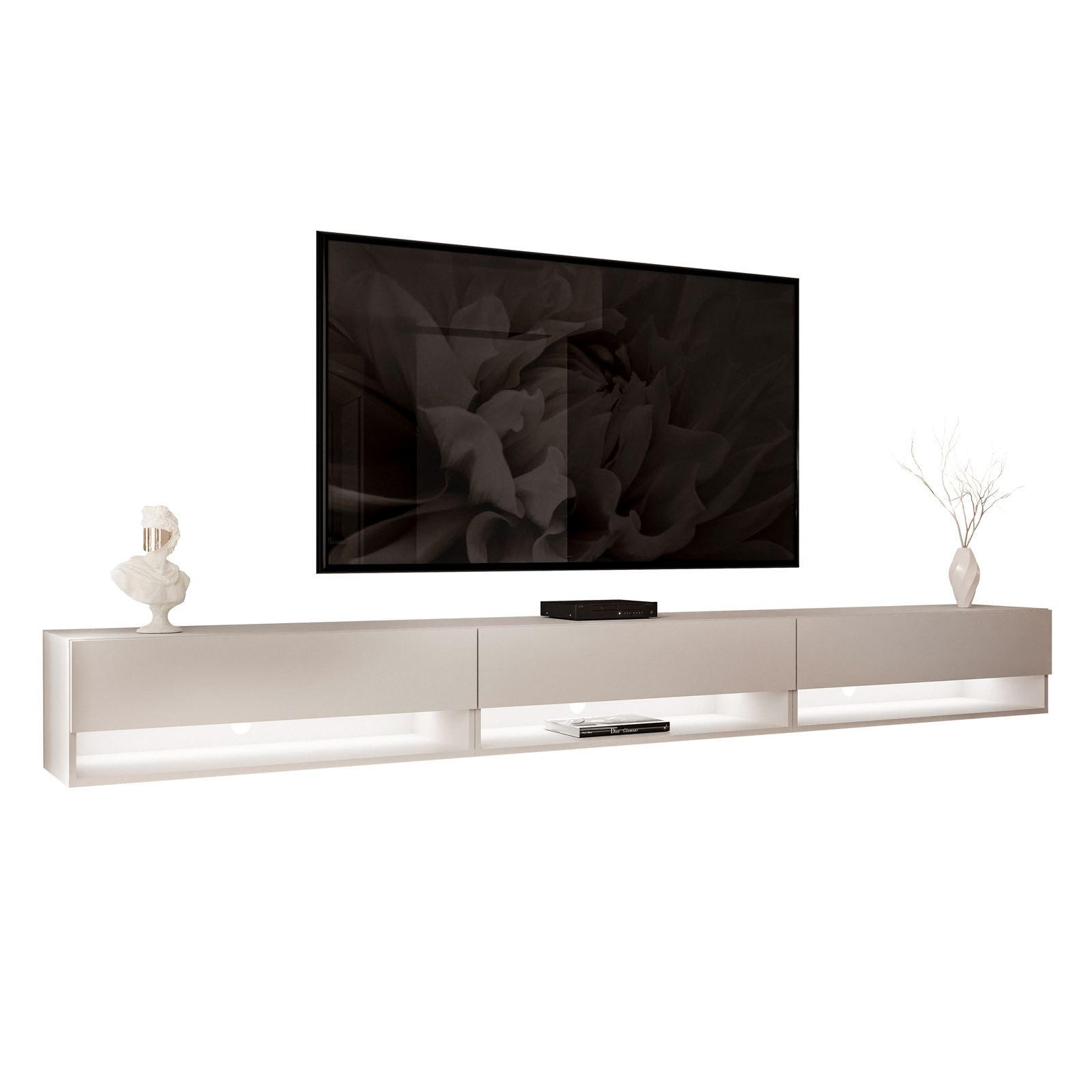 HÄNGESCHRANK TV-Möbel CALANTE 270 cm mit LED-Beleuchtung - Kaschmir, Holzwerkstoff (270/30/35cm) - Lookway