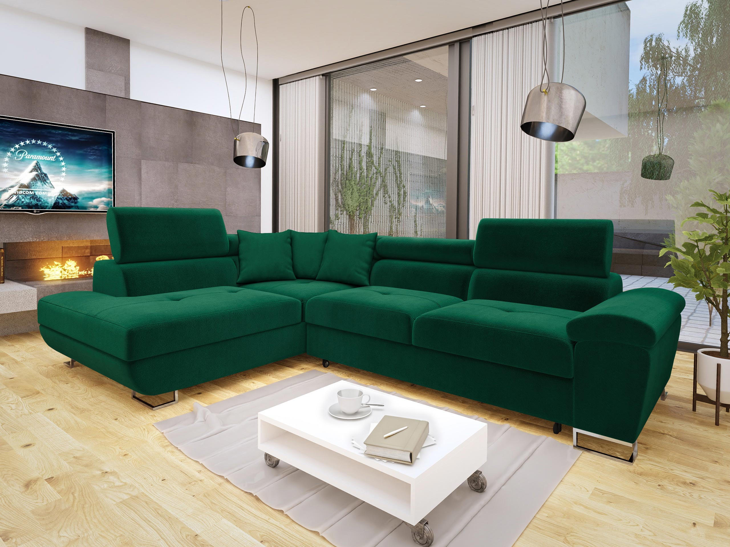 ECKSOFA Cotere, Seite: Links - Waldgrün, Holz/Textil (270/202cm) - MIRJAN24