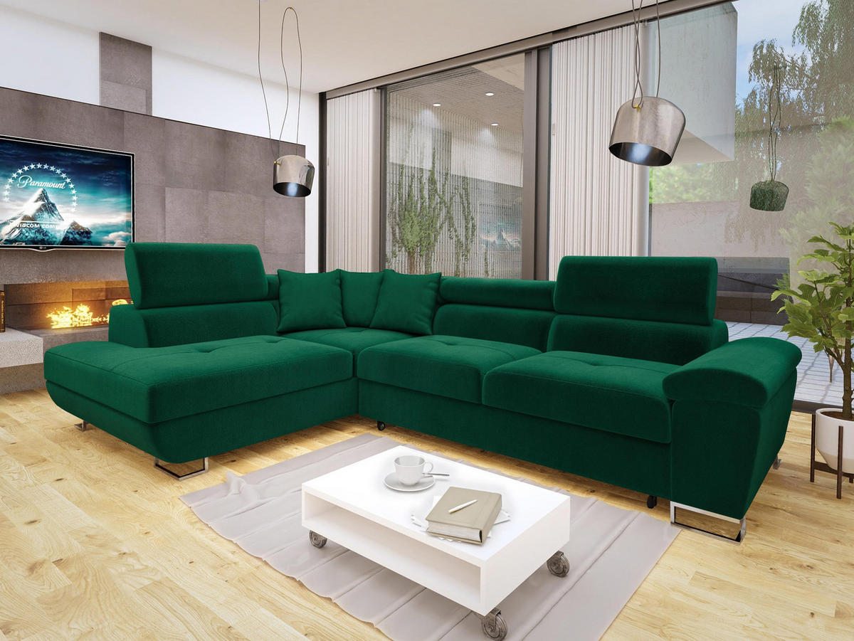 ECKSOFA Cotere, Seite: Links - Waldgrün, Holz/Textil (270/202cm) - MIRJAN24