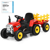 TRAKTOR 12 V 3-växlad Röd - Röd, Plast (135/53/51cm) - COSTWAY