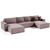 WOHNLANDSCHAFT Parys U mit Schlaffunktion rosa - Schwarz/Rosa, Kunststoff/Textil (390/70/185cm) - Beautysofa