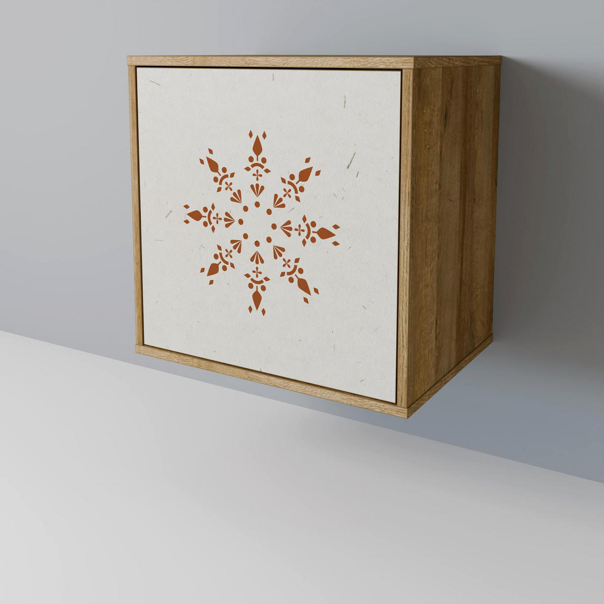 SIDEBOARD DAILY HARMONY, Eichefarben, 57,5x42x70,5 cm, Schwarze Metall-Sternfüße - Eichefarben/Multicolor, Holzwerkstoff/Metall (57.5/70.5/42cm) - SpaceRebels