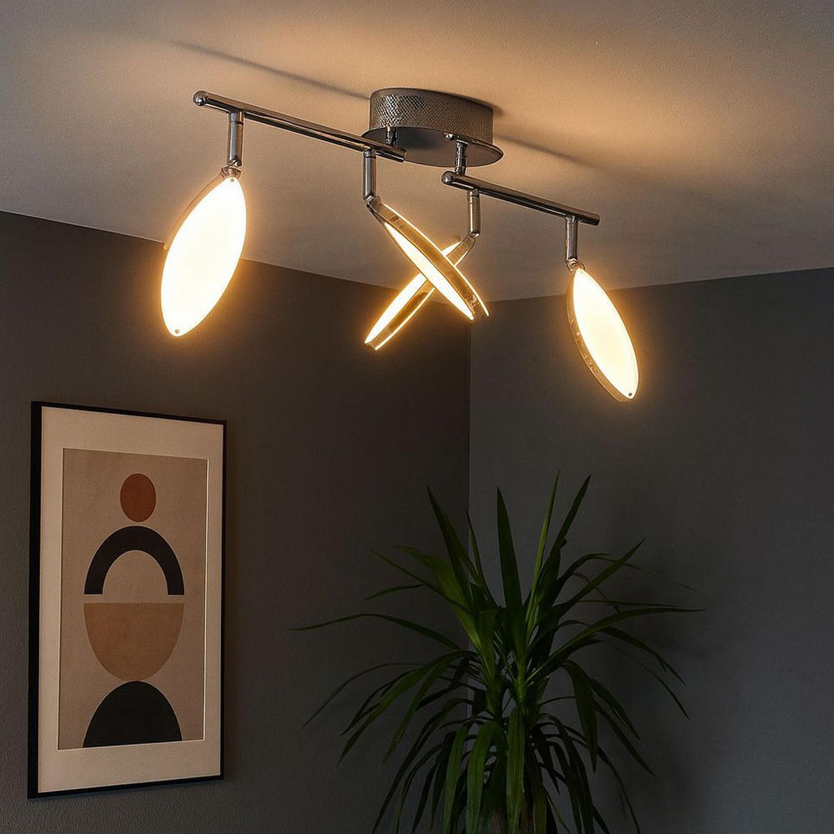 LED DECKENLEUCHTE Charlize Chrom Silber - Silberfarben, Metall (87/20/29cm) - Wofi