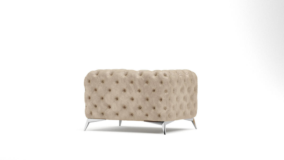 CHESTERFIELD-SESSEL Quantum Beige Samt - Beige/Silberfarben, Holz/Textil (125/75/100cm) - S-Style Möbel