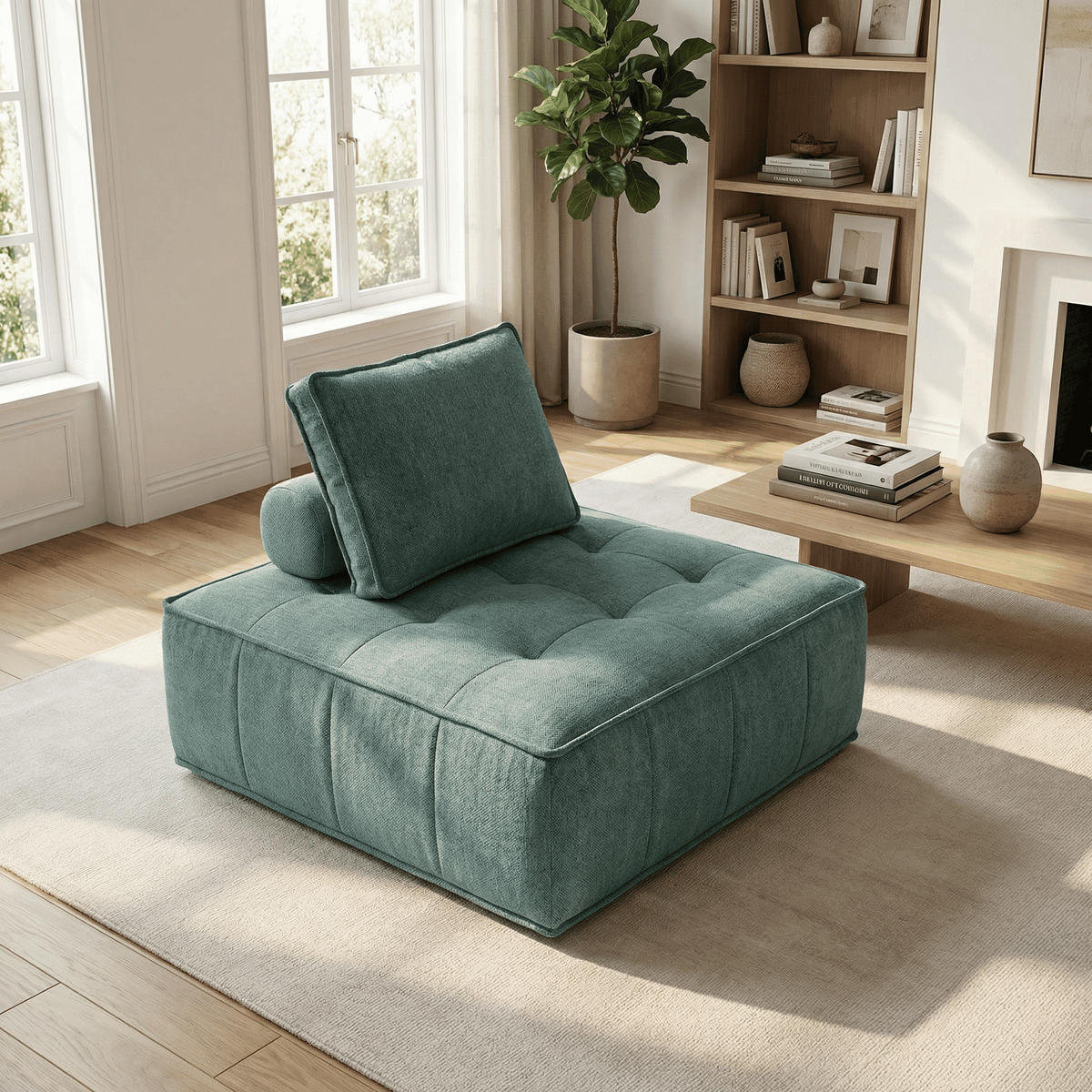 SESSEL Zen Salbei 1-Sitzer - Salbeigrün, Textil (100/75/100cm) - COCO Living