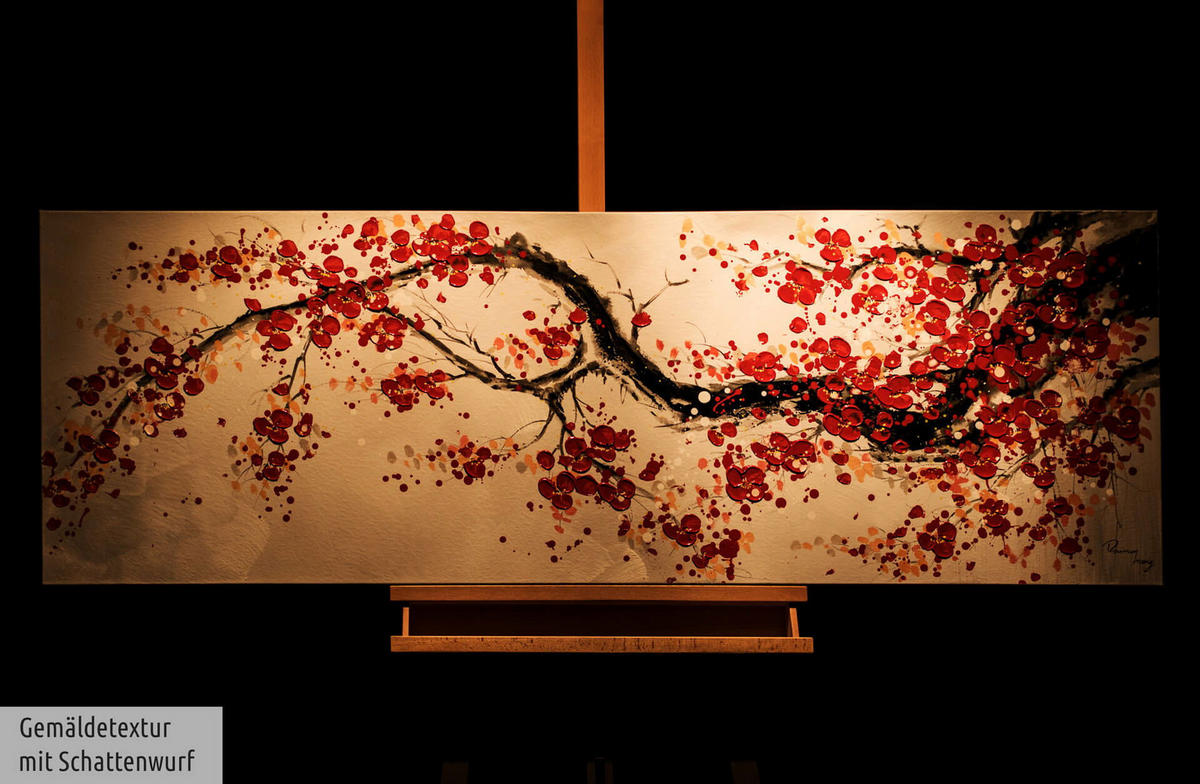 ÖLGEMÄLDE 150/50 cm - Rot/Weiß, Holz/Textil (1.9/50cm) - KUNSTLOFT