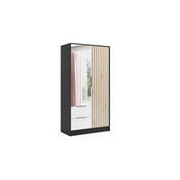 KLEIDERSCHRANK NERA - 120 cm - Schwarz|Weiß|Eiche Artisan - Schwarz/Weiß, Holzwerkstoff (102/200/51cm) - ALTDECOR