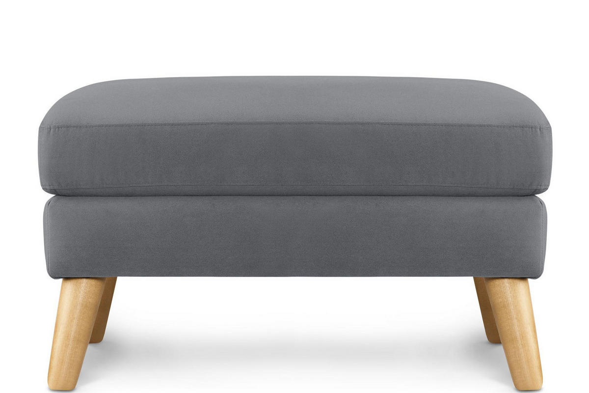 SITZHOCKER TAGIO Pouffe, grau - Braun/Grau, Buchenholz/Textil (65/46/80cm) - KONSIMO®