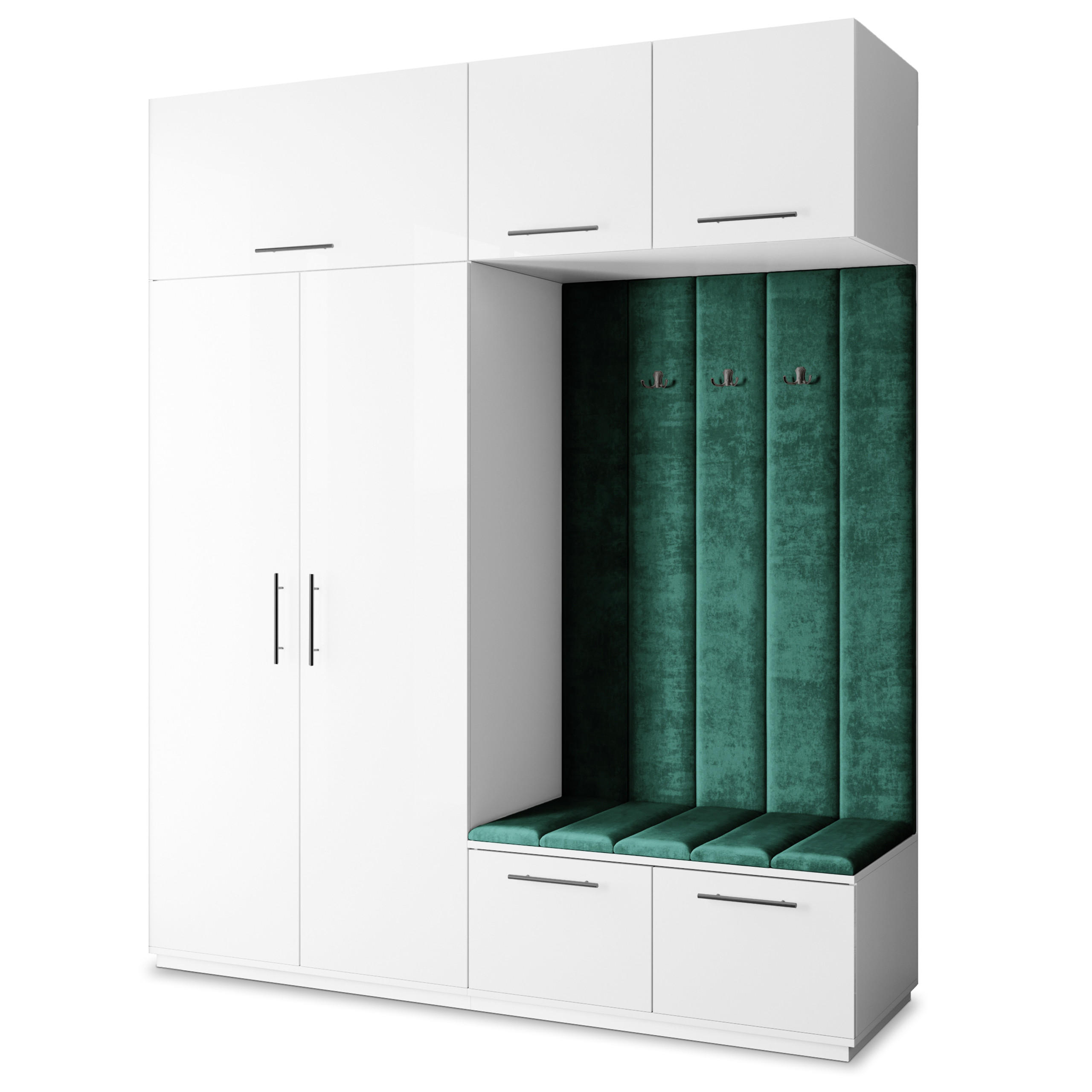 GARDEROBENSCHRANK REMA 200/240/60 cm Modern Garderobe-Set Weiß - Weiß/Grün, Holzwerkstoff (200/240/60cm) - MASSENO