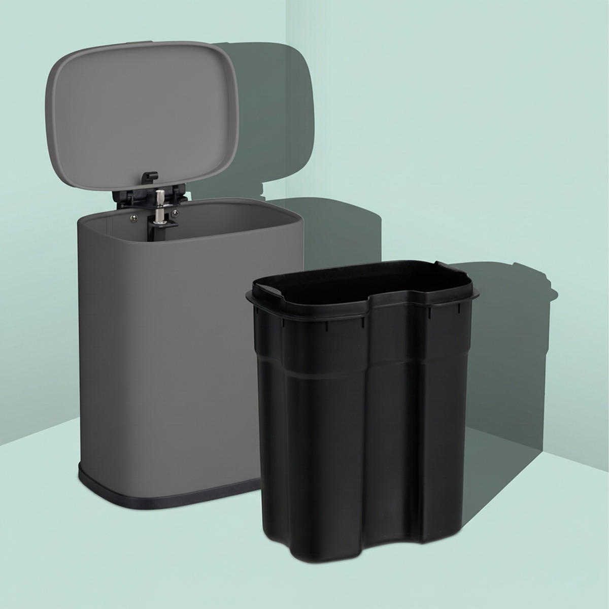 KOSMETIKEIMER - Grau, Kunststoff/Metall (18/25/15cm) - Relaxdays