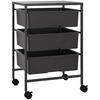 ROLLWAGEN, Servierwagen mit 3 Etagen, 40,8 x 33,5 x 60,5 cm, Schwarz - Schwarz, Metall (40.8/60.5/33.5cm) - HOMCOM
