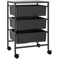ROLLWAGEN, Servierwagen mit 3 Etagen, 40,8 x 33,5 x 60,5 cm, Schwarz - Schwarz, Metall (40.8/60.5/33.5cm) - HOMCOM