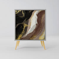 SIDEBOARD GOLD DUST, Grau, 57,5x42x75,5 cm, Goldfarbene Metallfüße - Goldfarben/Multicolor, Holzwerkstoff/Metall (57.5/75.5/42cm) - SpaceRebels