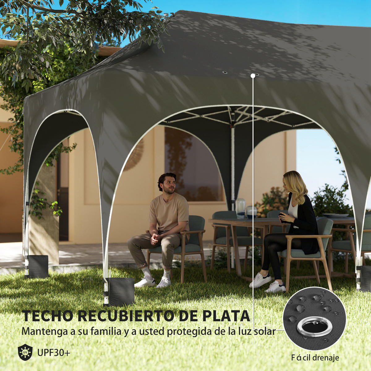 POP-UP-FALTZELT, 6×3m, dunkelgrau - Grau, Metall (300/315/598cm) - Vallsero