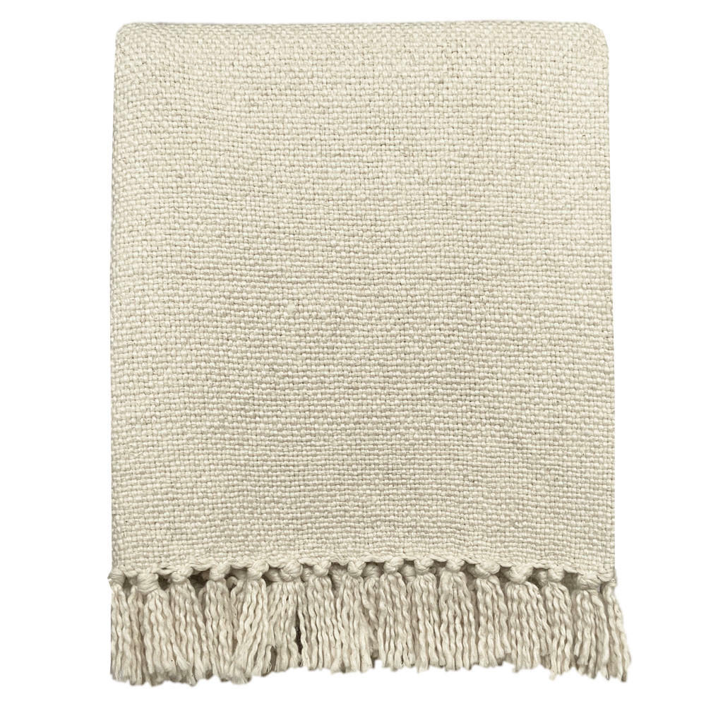 BAUMWOLLDECKE Lehmweiß - Weiß, Textil (127/152cm) - Malagoon