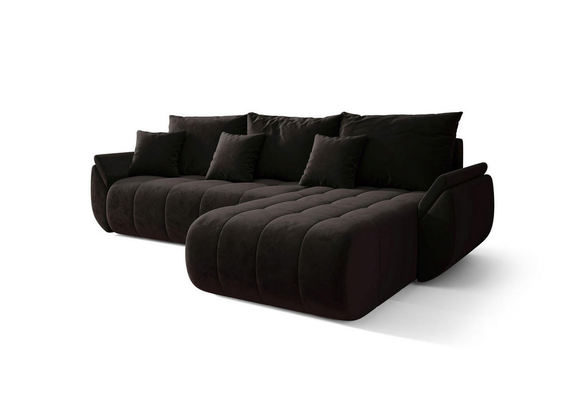 ECKSOFA mit Schlaffunktion TOKYO R Monolith 95 Rechts - Dunkelbraun, Textil (280/185cm) - Bedante