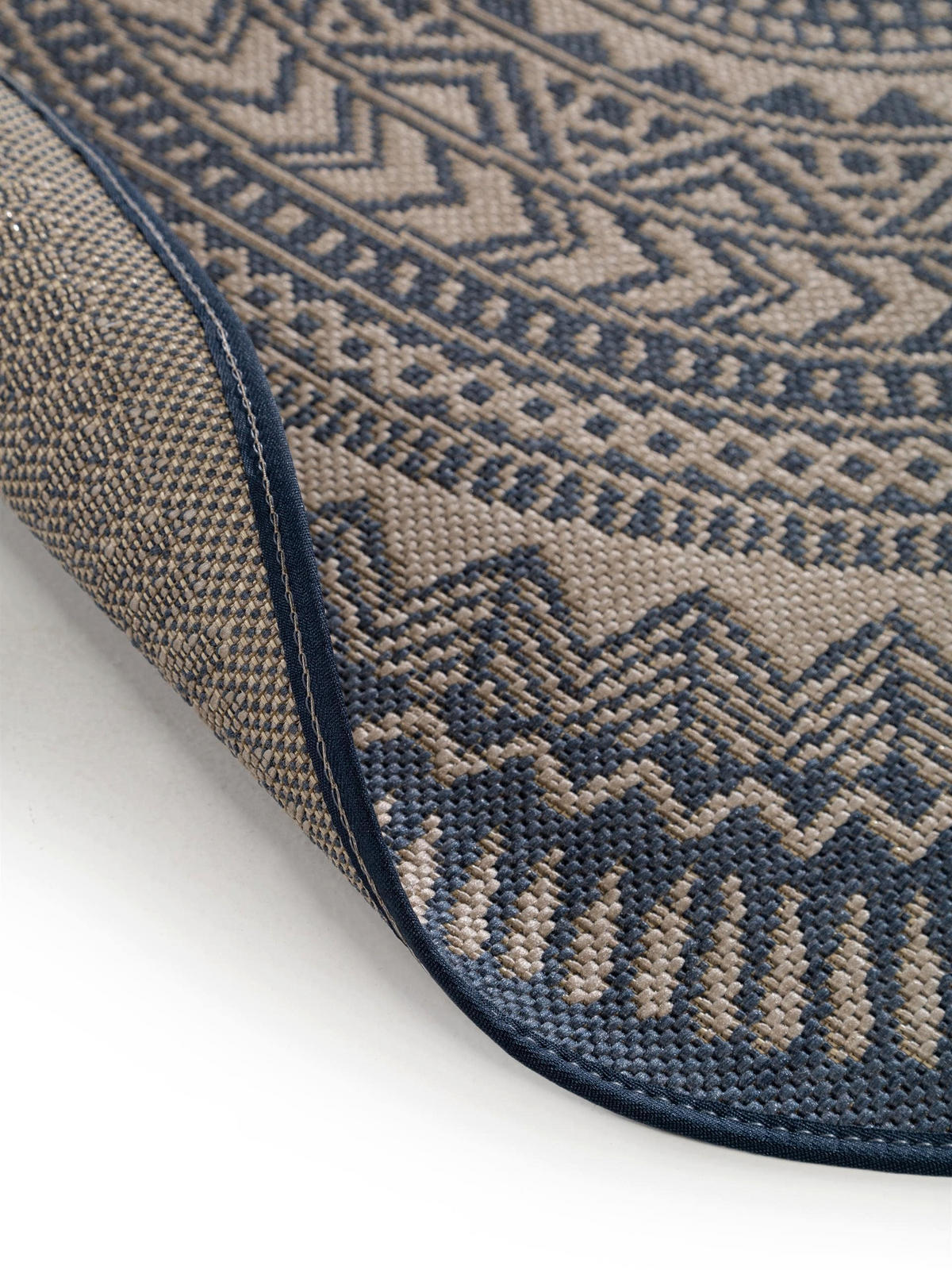 OUTDOORTEPPICH Metro Blau ø 120 cm rund - Blau, Textil (120/120cm) - benuta Nest
